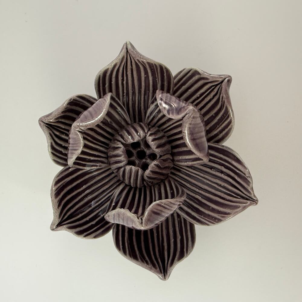 Lotus Flower Incense Holder 3" Purple Made in Thailand Meditation Buddhism Altar